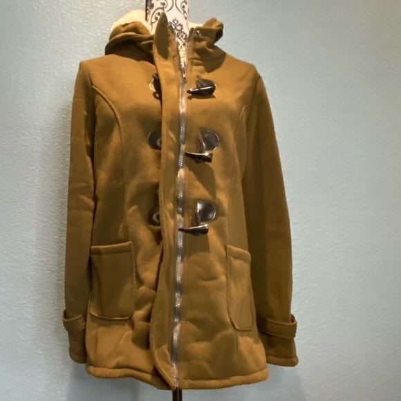 Soft Hooded Zip & Toggle Buttons Women’s XXL Brown Sweatshirt Jacket. - Picture 3 of 10